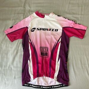 Pink and purple cycling top